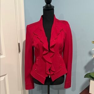 White House Black Market Red Ruffled Blazer